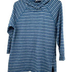 The North Face  women's size medium blue white‎ striped hooded top shirt Photo 0