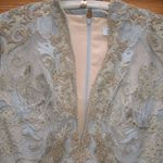 Mac Duggal NWT 11165 Blue Queen Anne Lace Long Sleeve V-Neck Trumpet Gown Dress Photo 7