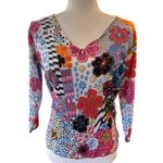 Alberto Makali  Milano Floral Embellished V Neck Long Sleeve Top Photo 0