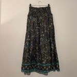 Maria Cher Black Blue Abstract Metallic Maxi Skirt 100% Cotton Women size Large Photo 6