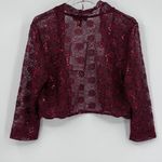 R & M Richards  Scalloped Sequin Lace Bolero Size Large In Wine Red NWT Photo 6