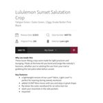 Lululemon Sunset Salutation Crop Leggings Sz 8 Fatigue Green/Ziggy Snake Pockets Photo 7