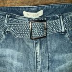 White House | Black Market New Blanc Women's Belted Wide Leg Blue Jeans Photo 3