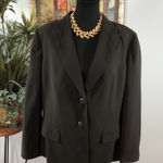 Le Suit Women’s Blazer 18 Brown Subtle Stripe 2-Button Career Jacket Lapel Notch Photo 0