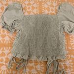 Oh Polly Sage Green Ruched Top Photo 3