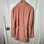 Free People Pink Cream Long Sleeve Button Waist Tie Olivia Gingham Blazer M Photo 11