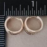 Rose Gold Filled Double Hoop Black Enamel Huggie Earrings Photo 5