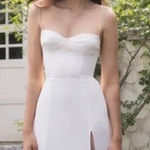 Reformation  Juliette Ivory Sweetheart Neckline Midi Dress High Slit Photo 0