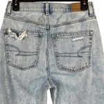 American Eagle SZ 2 Baggy Jeans Distressed Rips Hi-Rise Zip-Fly Pockets Whisker Photo 4