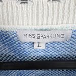 Miss Sparkling Evil Eye Sweater White Blue Knit Pullover Womens Size L Size L Photo 3