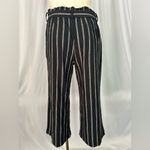 J. Jill Black & Gray Stripe Wide Crop Paper Bag Waist Pants (1063) Size L Photo 2