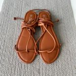 Shoeland Cognac Tan Brown Minimalist Strappy Ankle Wrap Sandals Size 9 Photo 5