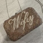 St Xavier “Wifey” beaded bridal clutch in champagne Tan Photo 0