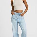 EXPRESS Jeans Relaxed Straight High Rise Stretch Light Wash Denim Blue 10R Photo 6