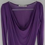 Michael Stars  Draped Front Lightweight Long Sleeve Top Purple One Size Photo 1