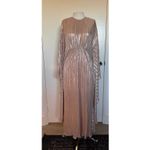 Simkhai Cape Effect Pleated Lamé Kaftan in Rose Gold Size XS Photo 2