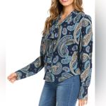 Karen Kane Long Sleeve Paisley Print Bow Neck Blouse, Size XL NEW w/Tag $168 Photo 2