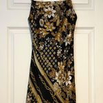 Princess Polly Black & Gold Print Satin Chemise - Size 2 Photo 0