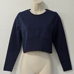 PINK - Victoria's Secret PINK VICTORIA SECRET SEAMLESS LONG-SLEEVE CROP TOP Midnight Navy Size L Photo 0