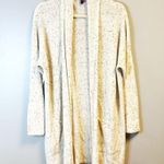Eileen Fisher  Cardigan Ecru Organic Cotton Speckle High Collar Knit Sz L EUC Photo 1