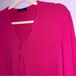 Pink Cashmere Wool Silk Blend Sweater V Neck Long Sleeve Size M Photo 1