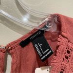 Forever 21 Lace Crochet Sheer Embroidered Tie Front Boho Top Rust Women Large Photo 5