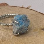 Millie Twist Natural Stone Open Size Ring, Adjustable, Apatite Photo 3