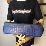 Brahmin  Blue Crocodile Leather Top Zipper Closure Shoulder Bag Photo 9