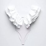 ZARA  White Ruffled Ribbed Bodysuit Photo 4