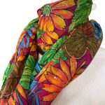 VTG Floral Print Large Rectangle Wrap Scarf 72x42 Semi Sheer Boho Shawl Colorful Pink Photo 2