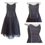Betsey Johnson Vintage Y2K Sweetheart Strapless Dress Size 8 Gray Tulle Sparkle Photo 1