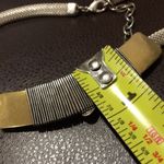 MARJORIE BAER Southwestern Two Tone Silver Gold Mesh Chain Wire Wrapped Pendant Photo 7