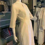 Mary Crafts Beige 3/4 SL Square Slit Neck Zip Cocktail Formal Office Dress Sz 6. Photo 2