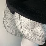 Vintage Janyth Roy Jr New York Merrimac Hand Blocked Hat With Veil Bow & Flowers Black Photo 5