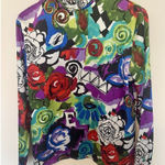 Harper EJHarper Shirt Size6‎ long sleeve colorful watercolor Artsy Floral Geometric Photo 0