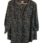 Catherines  Women Top 14/16P Black‎ Ditsy Print Minimalist Office Travel Capsule Photo 0