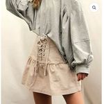 Free People  mini skirt ruffled tiered pleated lace-up boho XS Photo 5