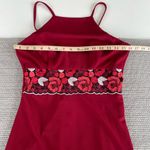 Vintage 90’s Y2K Teaze Me Red Mini Dress with Sheer Floral Embroidered Mesh 7/8 Size undefined Photo 6