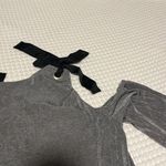 Topshop | Cold Shoulder Bow Top Gunmetal Shimmer Size 2 Photo 2