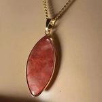 Cherry Quartz Crystal Gemstone Gold Pendant Necklace Positive Energy Attraction Pink Photo 3