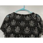 Pisarro Nights Black Silver Cap Sleeve Beaded Sequin Dress Sz 12 NEW Photo 4