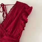 Altar'd State NWT Altar’d State Midi Ruffle Dress in Burgundy Red Size XS Holiday Party Guest Photo 4