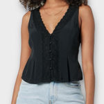The Drop Women's Paloma Lace Trimmed Sleeveless Top Black XXL Photo 0