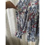 ZARA  Women's Sheer Paisley Metallic Oversized Bubble Sleeves Hi Lo Hem Blouse S Photo 3