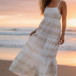 Aerie Tie Dye Maxi Dress White Size Small Ethereal Goddess Summer Bohemian Beach Photo 0