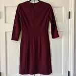 J. McLaughlin Size XS Burgundy 3/4 Sleeve Isabel Knot Front Sheath Dress Bow Photo 8