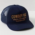 Free People Western Bohemian Cowboy Baseball Trucker Hat Marine Navy NWT HTF Photo 0