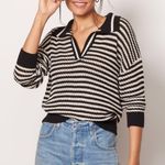 525 America 525 Striped Collared Knit Sweater  Photo 0