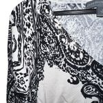 Josephine Chaus  ecru and black boho print light weight cardigan size medium Photo 2