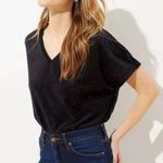Loft Ann Taylor Black Blouse Sz Small Velvet Top Sparkle Studs V Neck NWT $ 44 Photo 0